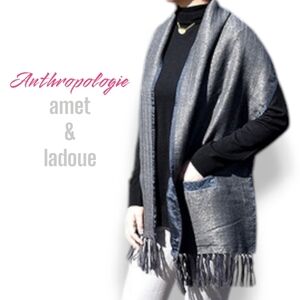 Amet & Ladoue Pocket Shawl Wrap | Silk Lined Wool Blend | NWT